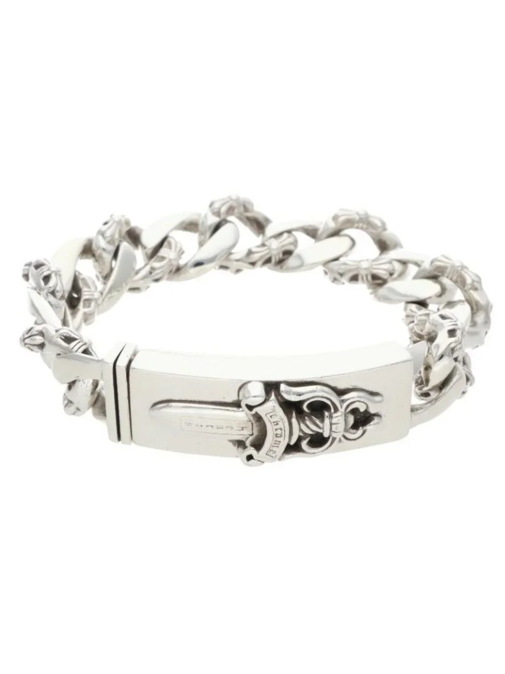 Chrome Hearts ID Dagger ID Fancy Link Silver Bracelet